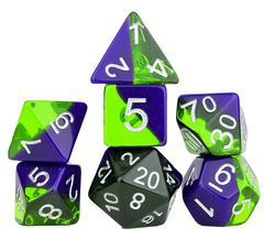 Sirius Dice - Diagonal Slick - Sea Glass 7pc+1 bonus